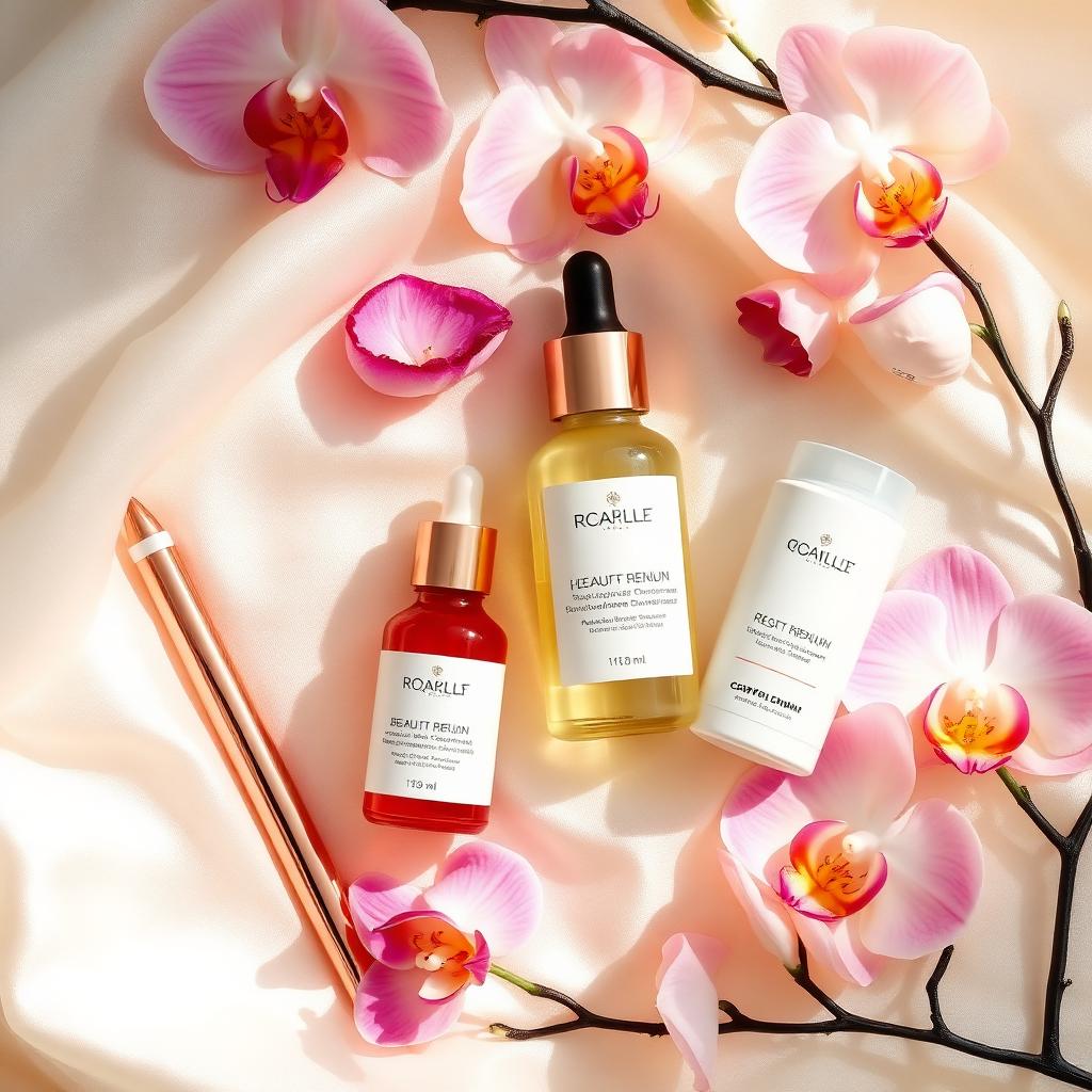 Luxury skincare flat lay